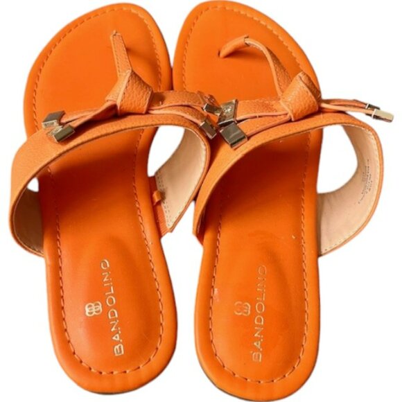 Bandolino Toe Post Sandals Bow Detail - Orange - 8.5M - Picture 6 of 10